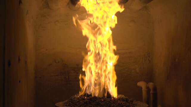 fire burning in the oven