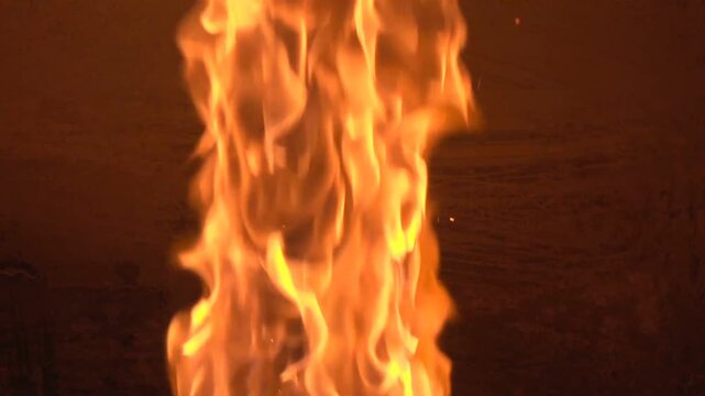 fire burning in the oven