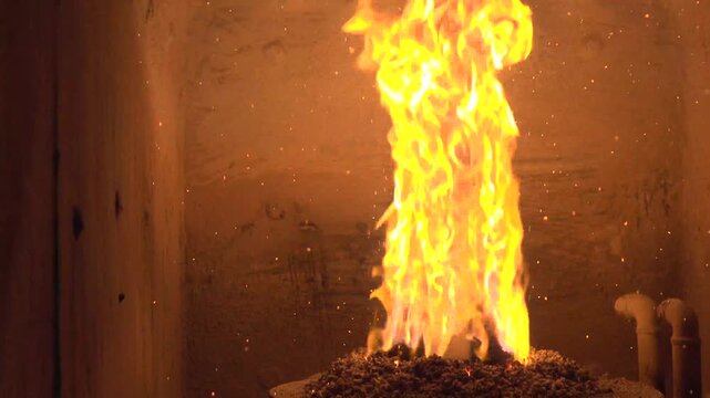 fire burning in the oven