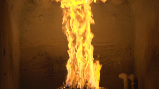 fire burning in the oven