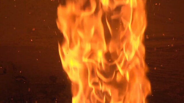 fire burning in the oven