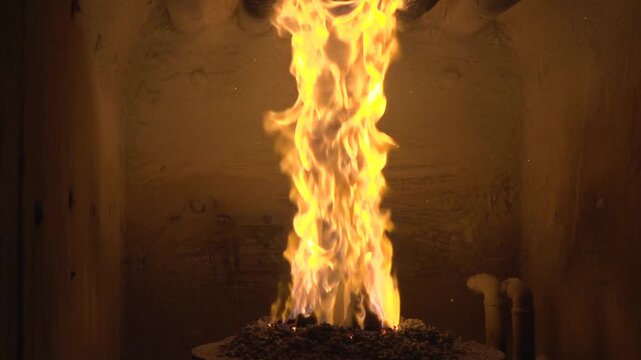 fire burning in the oven