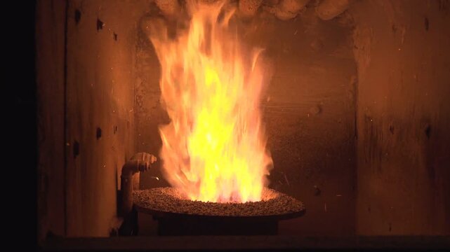 fire burning in the oven