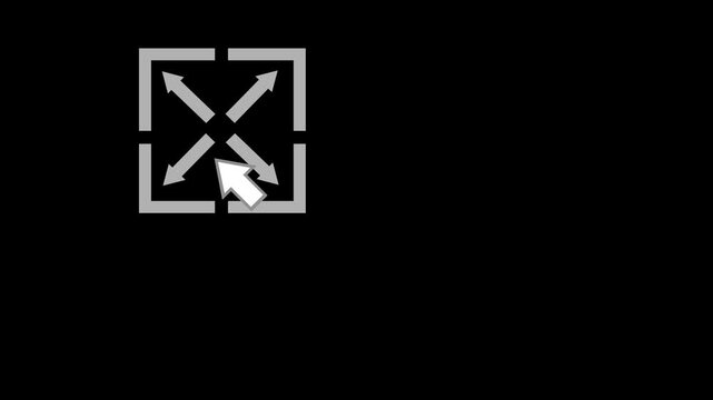 video animation click computer mouse on fullscreen icon button digital, on a transparent background with alpha channel set to zero