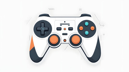 Ready to Play Close-Up Vector Illustration of a White and Gray Gaming Device with Colorful Buttons