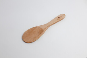 Wooden Rice Paddle Isolated on White Background