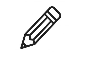 Pencil outline drawing icon representing writing, editing, and creative thinking on a transparent background