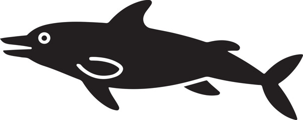 Fototapeta premium Black Dolphin Silhouette with Open Mouth marine mammal