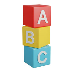 3d Render of Colorful Alphabet Building Blocks