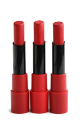 Obraz premium Red lipsticks on white background