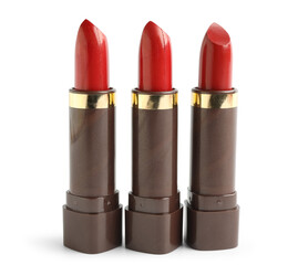 Fototapeta premium Red lipsticks on white background