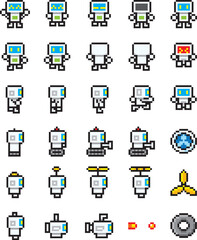ドット絵　白いロボットのキャラクター