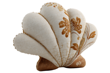 Decorative seashell pillow fabric floral print home decor design isolated on transparent background