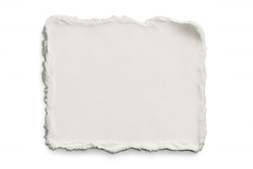 Obraz premium Torn white paper note with rough edges and textured blank surface, isolated on transparent background