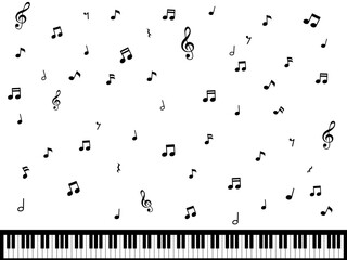 ピアノの鍵盤と音符の壁紙