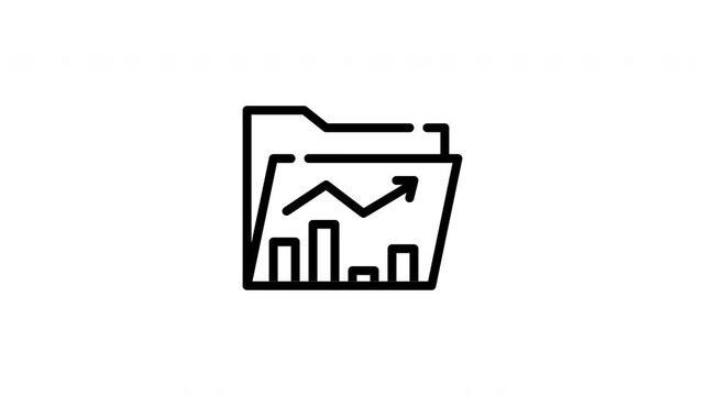 Folder icon displaying financial bar graph growth, perfect for business presentations, financial reports, dashboards, and investmentrelated designs.