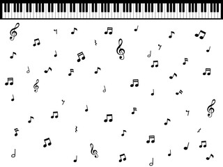 ピアノの鍵盤と音符の壁紙