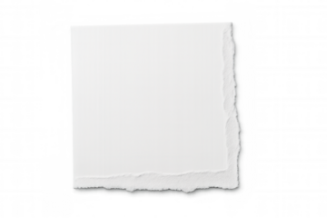 Blank torn paper piece with ripped edges element for note message or empty text space on transparent background