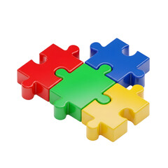 Fototapeta premium Colorful Interlocking Puzzle Pieces on Black