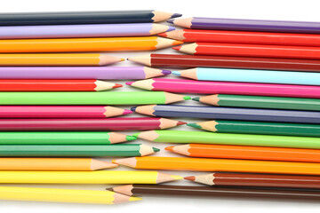 Set of colorful pencils on white background