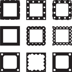 Grunge Brush Box Frame Vector, Rough Brush Rectangle Frame Vector Clipart Bundle