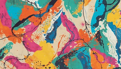 Obraz premium Vibrant Abstract Paint Splatter Collage Background