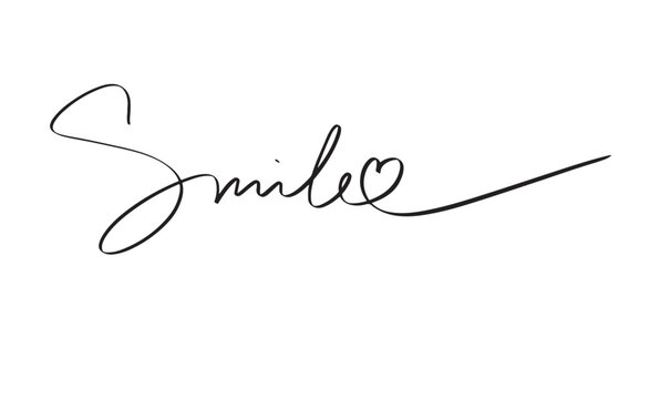 Naklejki Smile love heart shape text font calligraphy hand written lettering script black color smile love heart enjoy funny smile love heart shape character smile character smile love heart cartoon smile cute