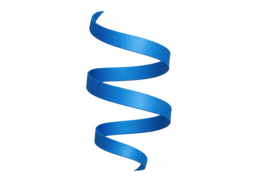 Blue spiral ribbon for celebration, party, award, marketing, and decoration with transparent background - Powered by Adobe