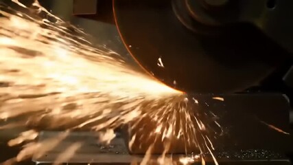 Metal Grinding Sparks with Industrial Closeup.
