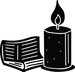 illustration of a burning candle in a black background