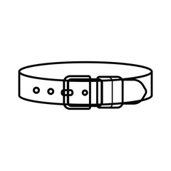 Simple outline drawing illustrates a minimalist belt with buckle and holes against white background