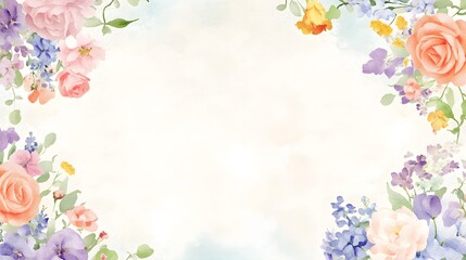 Obraz premium Delicate watercolor floral arrangement adorns a soft, light background.