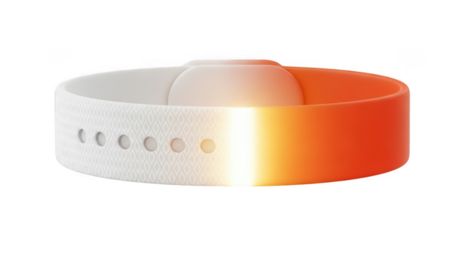 Glowing orange and white gradient wristband isolated on transparent background