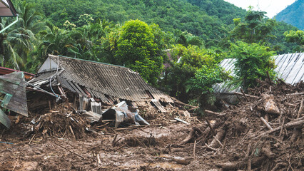 northern thailand floods land slips natural disaster homes damaged © Antonina