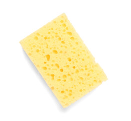 Yellow cleaning sponge on white background