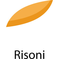 Orange Leaf Shape Icon With Text Risoni Below Isolated On White Background Graphic Design Element