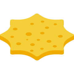Yellow star shaped cracker with many pores on transparent background isometric style