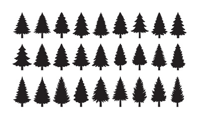 Obraz premium Silhouetted Evergreen Trees Collection Versatile Design Elements