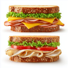 Fresh Sandwiches with Lettuce Tomato Cheese and Deli Meats
