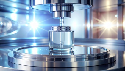 Close-up of a rheometer testing a liquid sample in a laboratory setting.