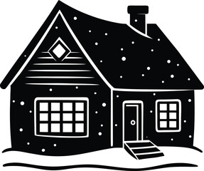 house on a black background