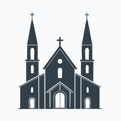 Silhouette of a Church Building with Crosses 1.