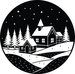 winter landscape with house