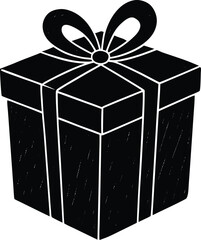 black gift box with bow