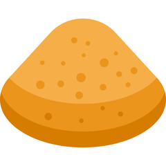 Pile of orange sand with small brown dots against a transparent background a simplified isometric illustration