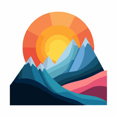 Rising sun mountain vector