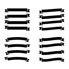 Ribbon banner set. Ribbons collection. Black ribbons. Vector ribbon