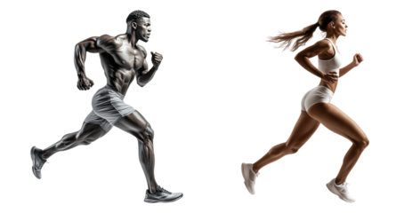 Dynamic Human Figures in Motion Showcasing Athleticism and Energy, PNG bundle collection, Isolated on Transparent Background