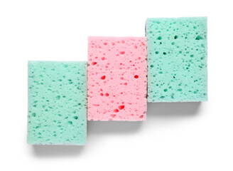 Cleaning sponges on white background