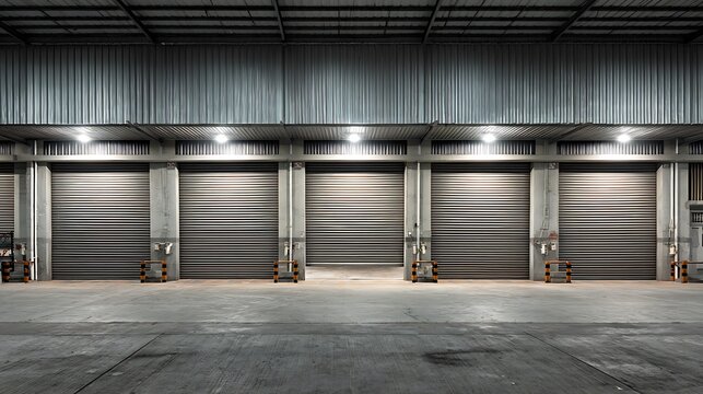 Loading Dock Doors, Commercial Warehouse Interior, Industrial Building, Steel Gates